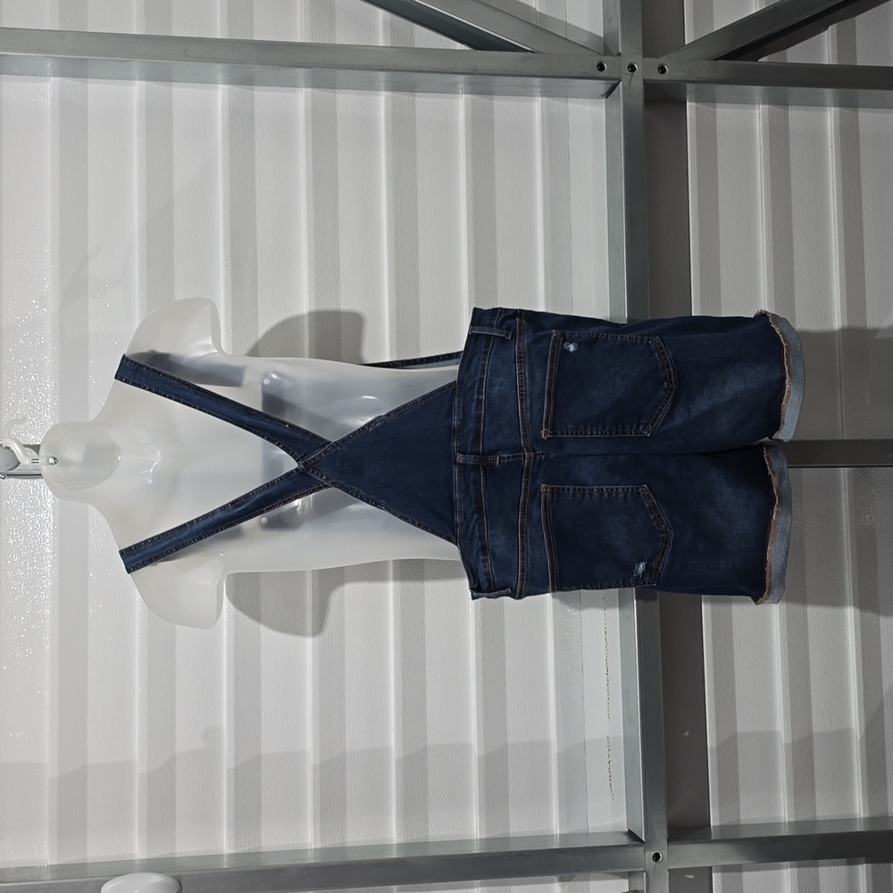 WAX JEANS Distressed Overalls Shorts Size M - Picture 6 of 15